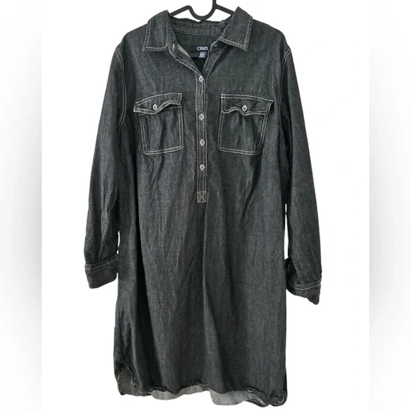 Chaps Charcoal Cotton Shirt Dress Size 1X TG - Picture 3 of 4